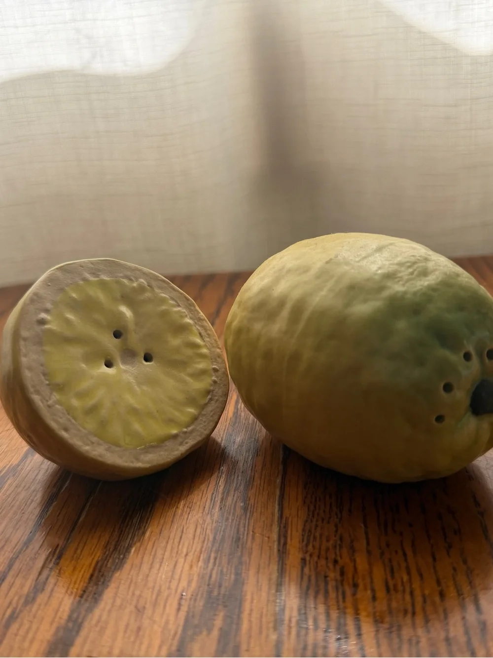 1990s Patricia Garrett Handmade American Pottery Lemons Salt & Pepper Set- 2
